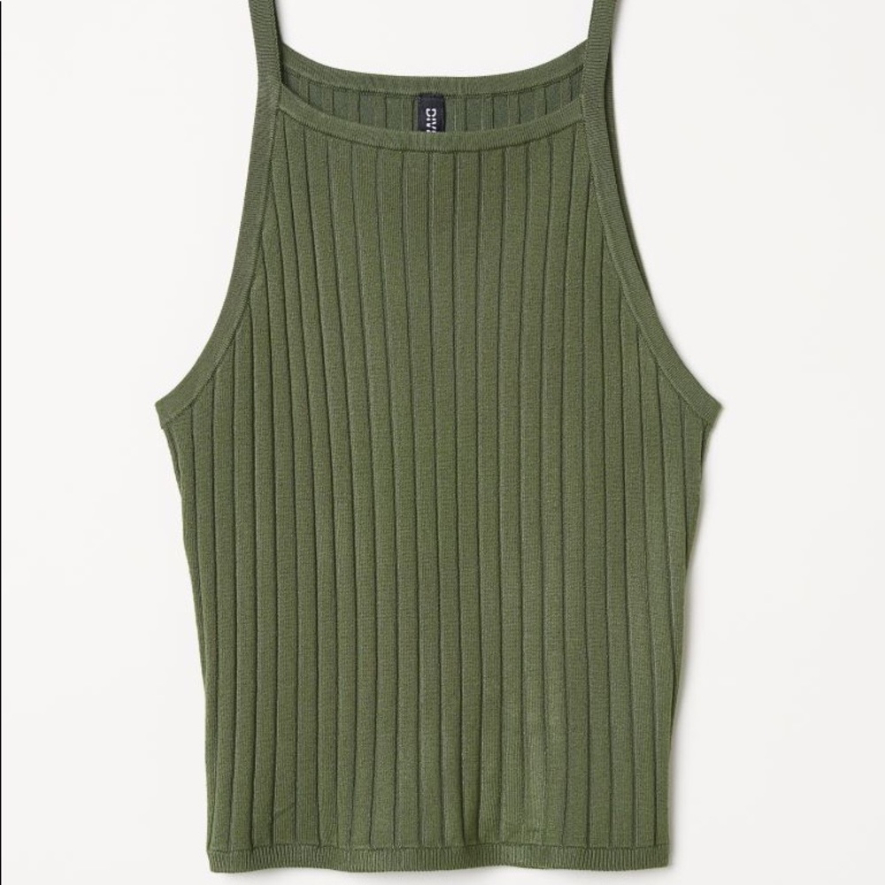 COPY - Divided Ribbed Halter Tank Top